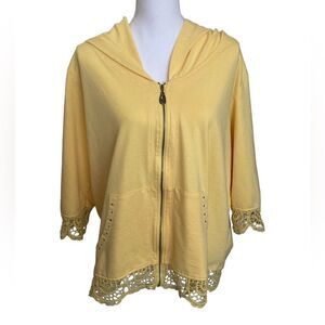 Woman Yellow zip up sweatshirt hoodie jacket 2X